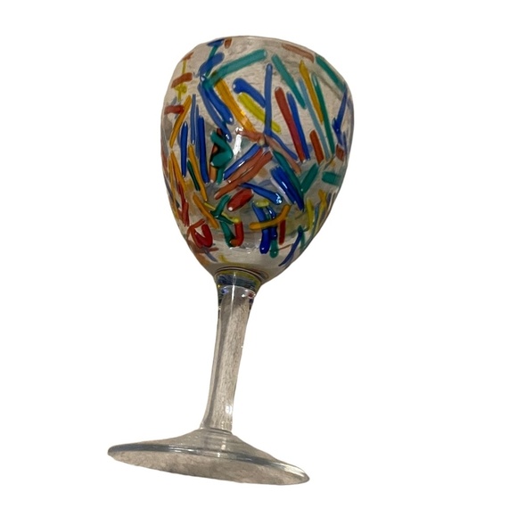 Pier 1“Confetti” Multi-Colored Speckled Design Art Blown Glass Verre Souffle - Picture 2 of 5